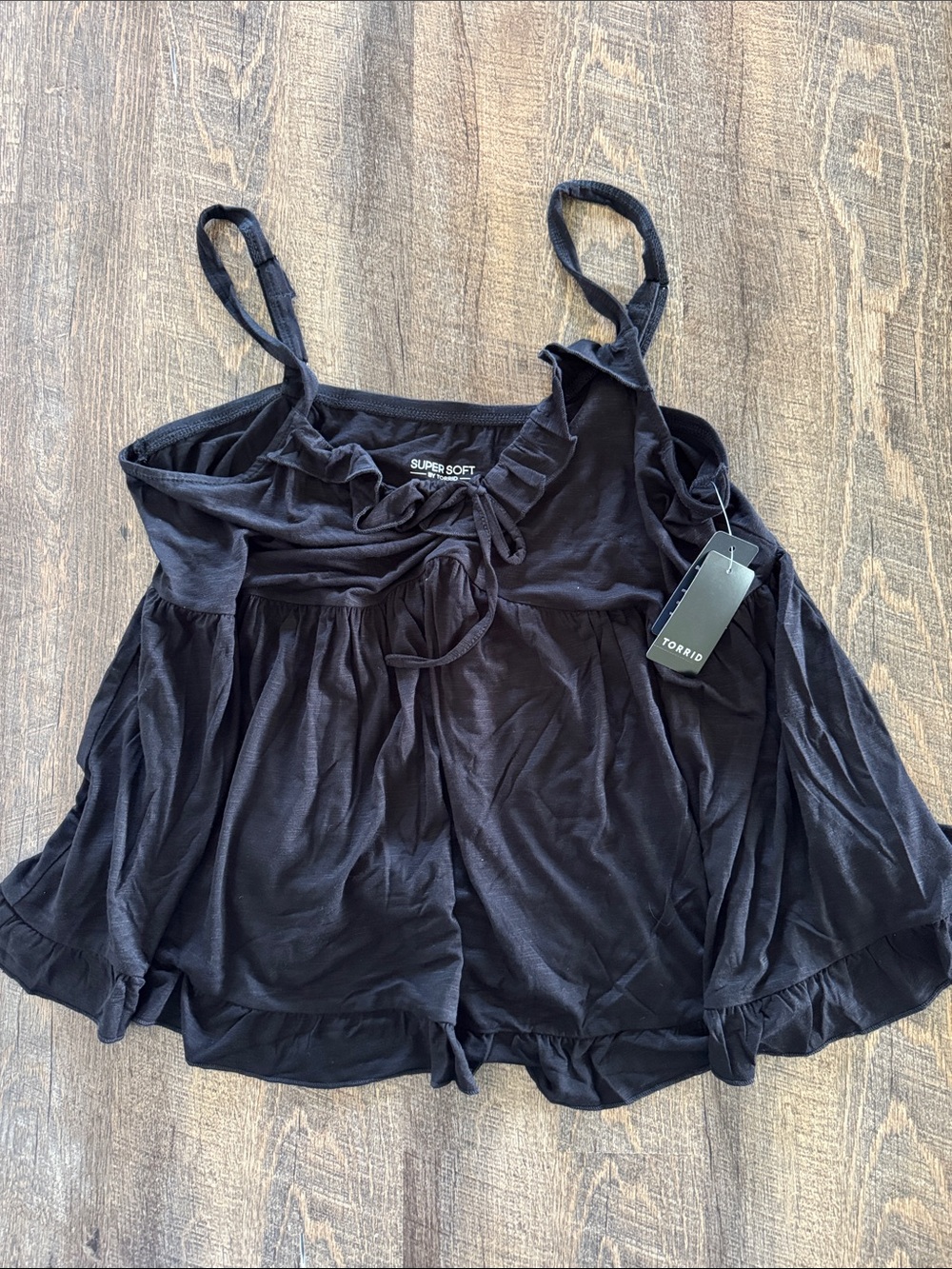 torrid Black Ruffle-Front Super Soft Camisole